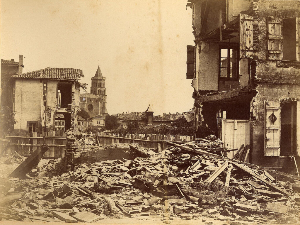 Le quartier de Saint-Cyprien (Toulouse) dévasté après la crue historique du 23 juin 1875